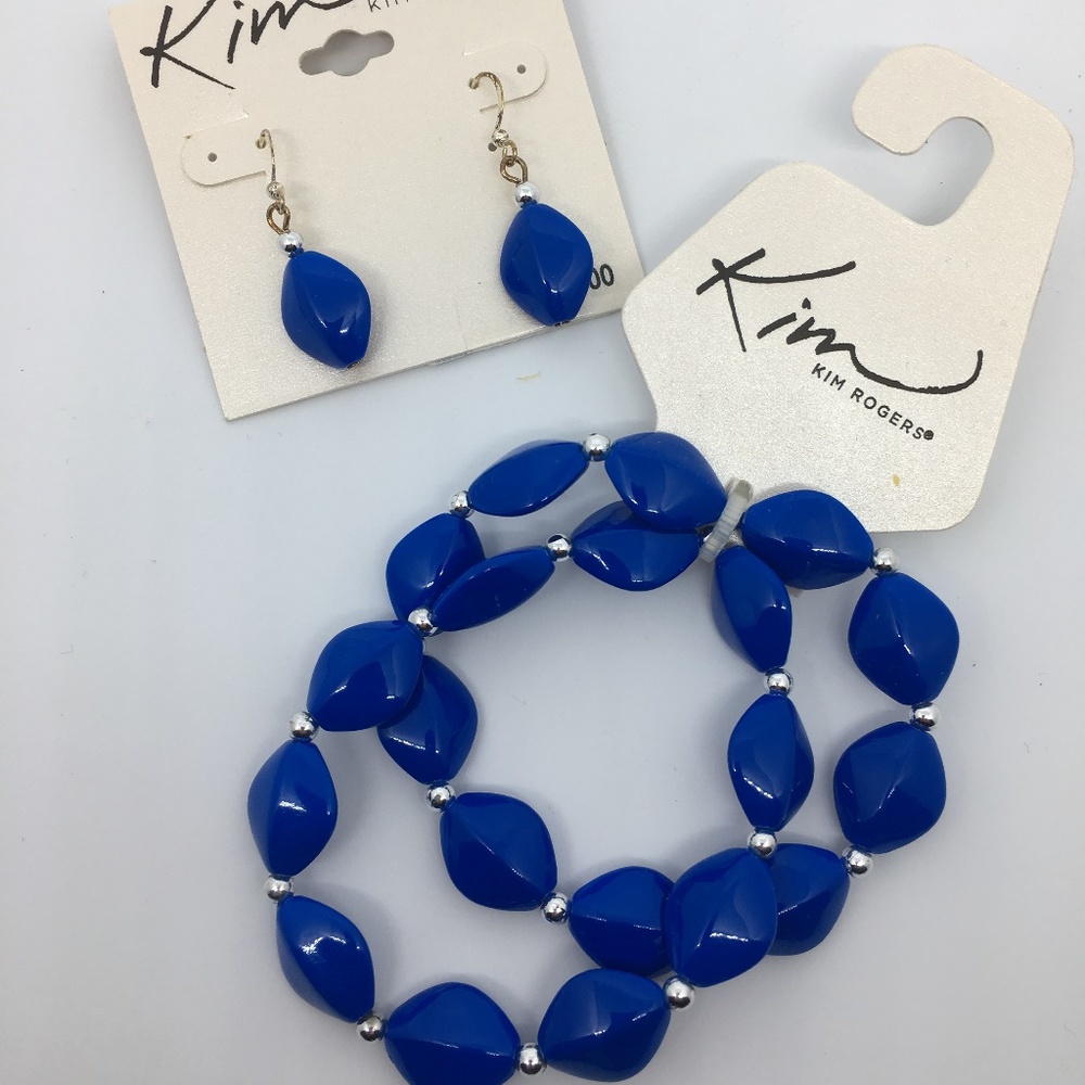 Lucite Blue Bracelet and Earrings